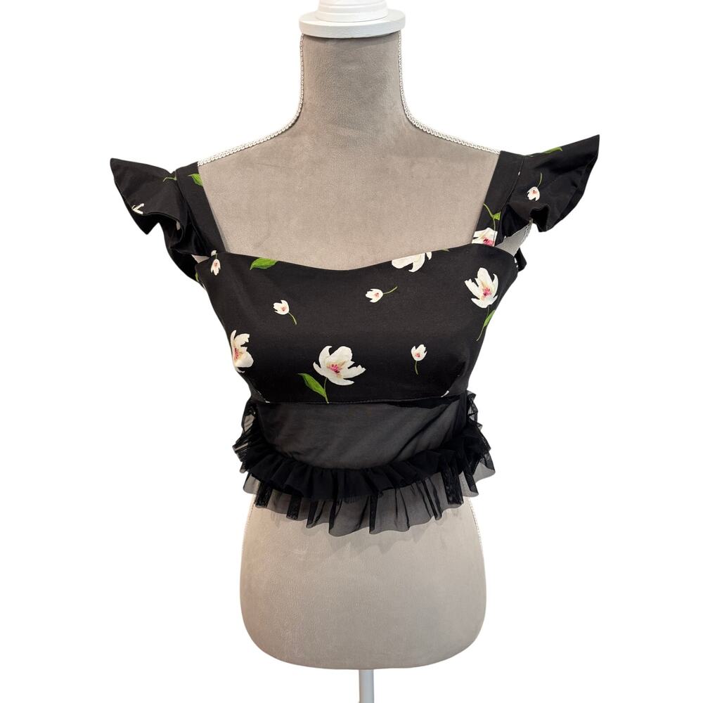 New with Tags Milly Ruffle Peplum Top Open Back Tie Romantic Designer Blouse M